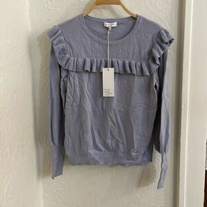 J.SOCIETY Women's Ruffle Crewneck Sweater Size S In Peri